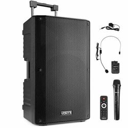 Vonyx VSA500-BP 12" bärbar högtalare med Bluetooth och trådlös handmikrofon + headsetmikrofon