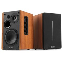 Audizio KS01B Aktiv bokhyllehögtalare Set 120W Peak effekt BT Wood