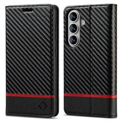 SKALO LC.IMEEKE Carbon Fiber Flip Cover til Samsung Galaxy A57 5G - Sort