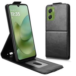 SKALO Motorola Moto G06 4G Vertikalt PU-læder cover Cover - Sort