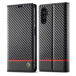 SKALO Samsung S25 FE LC.IMEEKE Carbon Fiber Flip Cover - Sort