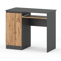 Wotan Grey Oak Computer Skrivebord 90 CM 2 hylder Gaming Møbler Skole