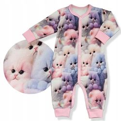 Rampers 74 hel knappet romper uden fødder pyjamas rompers med katte