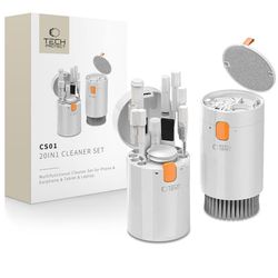 TECH-PROTECT CS01 RENGØRINGSSÆT 20 I 1 TIL TELEFON & HØRETELEFON & TABLET & BÆRBAR HVID