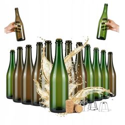 30x Glasflaske til Champagne, Cider, Vin 0,75 agglomereret korkfarve