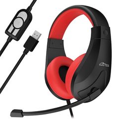 NEMESIS USB - Stereo hörlurar med mikrofon, USB-anslutning, kontroll på kabeln med ljud- och mikrofonreglering, för spelare