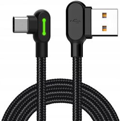 MCDODO 90° vinklad USB-C-kabel snabbladdningsbar dubbelsidig USB TYP C LED 2M