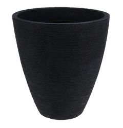 Dekorativ rund, ribbet antracitfarvet urtepotte 39 x 42 cm