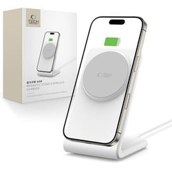 TECH-PROTECT QI15W-A38 MAGNETISK MAGSAFE TRÅDLØS OPLADDER HVID
