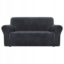 Betræk til 2-personers hjørnesofa i elastisk velour TESS grafit