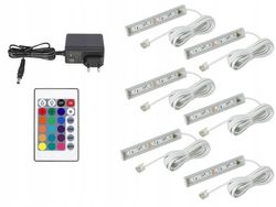 6x LED för vitrinskåp i glas, LED-belysning för hyllor, vitrinskåp och RGB-skåp
