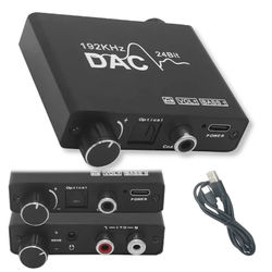 Konverter Toslink / Koaksial til Cinch / Jack 3,5mm digital til analog 192 kHz