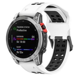 Garmin Fenix 7S/6S/6S Pro/5S/5S Plus Silikon Armbandsur - Vit / Svart