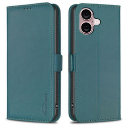 BINFEN COLOR iPhone 16 Wallet Cover Flip med Kortlommer – Grøn