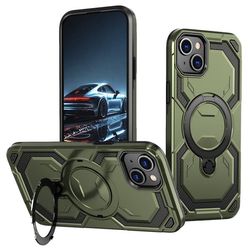 iPhone 15 Cover med MagSafe Ring Støttefod - Grøn