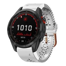 Garmin Fenix 7S Solar Silikonarmband med Spetsdesign - Vit