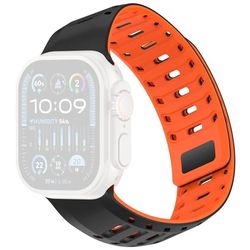 Apple Watch 49/46/44/42mm Silikone Urrem Magnetisk Lukning - Sort/Orange