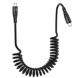 SiGN 60W Spiral USB-C til USB-C Hurtig Opladningskabel til Bil – Sort