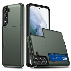 Samsung Galaxy S22 5G cover med kortholder - Sortligende Grøn