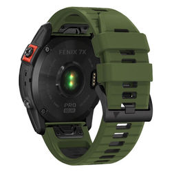 Garmin Fenix 7X/6X/6X Pro osv. Silikone Tofarvet Urrem - Grøn/Sort