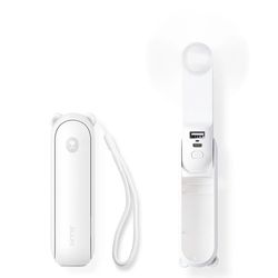 Jisulife Life8 Plus Bærbar USB-blæser med Powerbank og Lommelygte, 4500mAh – Hvid