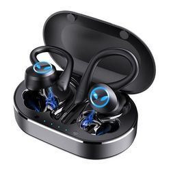 Vattentäta, sportiga Q25 TWS Bluetooth 5.1 hörlurar - Svart
