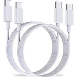 2 x 2Meter 60W Hurtigladekabel USB-C - USB-C For iPhone 15 /16 Samsung mm