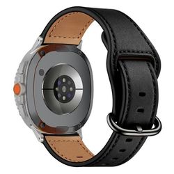 Samsung Galaxy Watch8 44 mm / 40 mm ægte oksekindrem med klassisk spænde Justerbar urrem - Sort