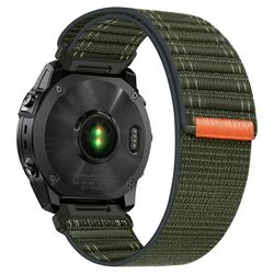 KALEBOL 22mm Nylon Watch Strap Garmin Fenix 7 / 7 Pro / 6 / 6 Pro Ocean Wave Wrist Band - Army Green