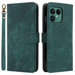 Fairphone 6-etui med lommebok, RFID-blokkering, vegansk skinn og stativ med stropp - Grønn