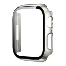Utekset Apple Watch Series 3 38 mm / 2 38 mm / 1 38 mm Matt gummiert PC-ramme med skjermbeskytter i herdet glass - Sølv