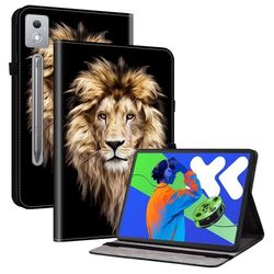 Lærveske Lenovo Idea Tab Pro / Tab P12 Pro 12,7 2025 / Xiaoxin Pad Pro 12,7 (2025) Mønstertrykt stativveske til nettbrett - Løvehode