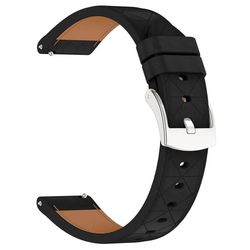 20 mm klokkerem Garmin vivoactive 5 / Venu 2 Plus / Samsung Galaxy Watch7 Ekte okseskinnsrem med sølvspenne - Svart