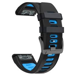 Glatt silikon med to farger Garmin Fenix X-series 26 mm klokkerem - Svart + Midnattsblå