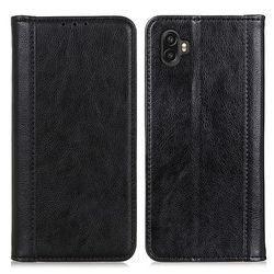 Ekte lærdeksel med magnetisk lukking for Samsung Galaxy Xcover 6 Pro - Svart