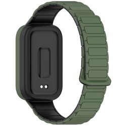 Xiaomi Smart Band 9 Active / Redmi Band 3 Silicone Watch Band Dual-Color Magnetisk Reverse Buckle Håndledsrem - Mørkegrøn / Sort