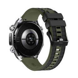22 mm udskiftningsrem til Huawei Watch GT 6 46 mm stribet design, tofarvet silikonerem - Militærgrøn / Sort