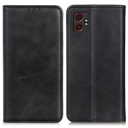 Flipveske i ekte skinn i lommebokstil for Samsung Galaxy XCover7 Pro - Svart