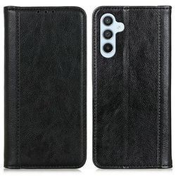 Ekte lærdeksel med magnetisk lukking for Samsung Galaxy A17 - Svart