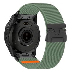22 mm elastisk nylonrem med twill-struktur til Garmin Fenix 7, hurtigutløsningsrem med fallskjermspenne - Grønn