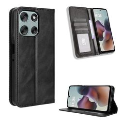 Flipveske i ekte skinn i lommebokstil for Motorola Moto G56 - Svart