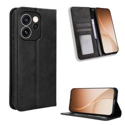 Skinn-etui i lommebok-stil for Oppo Reno15 Pro - Svart