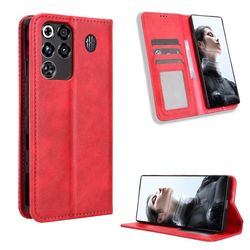 Skinn-etui i lommebok-stil for ZTE nubia RedMagic 11 Pro Plus / ZTE nubia RedMagic 11 Pro - Rød