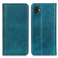 Ekte lærdeksel med magnetisk lukking for Samsung Galaxy Xcover 6 Pro - Grønn