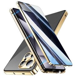 Samsung Galaxy S25 Ultra Case Anti-Spy Double-Sided Tempered Glass Magnetic Phone Cover - Gold