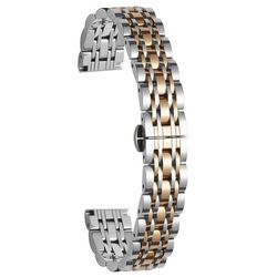 Garmin Lily 2 Watch Band 7-Beads 14 mm erstatningsrem i rustfritt stål - Sølv + Rose Gull