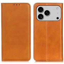 Flipveske i ekte skinn i lommebokstil for iPhone 17 Pro - Brun