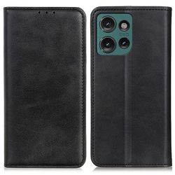 Flipveske i ekte skinn i lommebokstil for Motorola Edge 50 - Svart