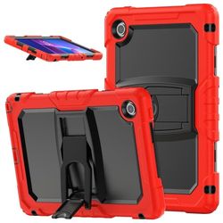 Lenovo Tab 10.1 (2025) TB-311XU / Tab TB311FU Etui med støtteben, støtsikkert og silikonbeskyttet nettbrettdeksel med skulderrem - Rød