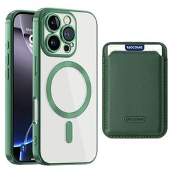 iPhone 16 Pro-etui kompatibelt med MagSafe - fleksibelt og støtsikkert mobiletui med kortlomme - Svartgrønn